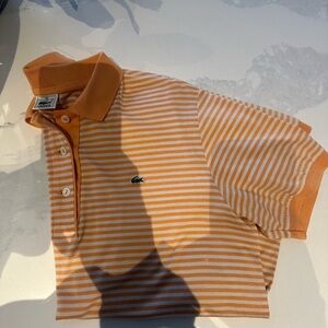 Lacoste orange & White Striped Polo Shirt